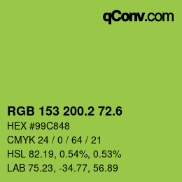 カラーコード: RGB 153 200.2 72.6 | qconv.com