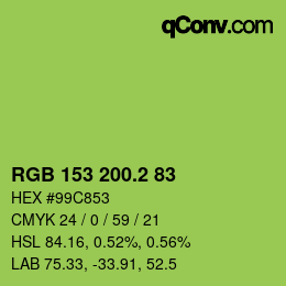 カラーコード: RGB 153 200.2 83 | qconv.com