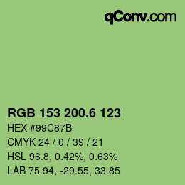 カラーコード: RGB 153 200.6 123 | qconv.com