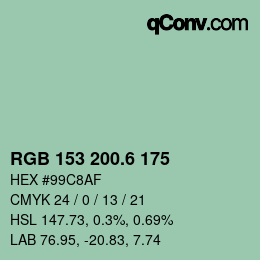 カラーコード: RGB 153 200.6 175 | qconv.com