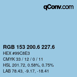 カラーコード: RGB 153 200.6 227.6 | qconv.com