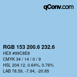 カラーコード: RGB 153 200.6 232.6 | qconv.com