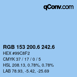 カラーコード: RGB 153 200.6 242.6 | qconv.com