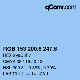 カラーコード: RGB 153 200.6 247.6 | qconv.com