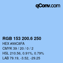 カラーコード: RGB 153 200.6 250 | qconv.com