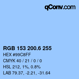 カラーコード: RGB 153 200.6 255 | qconv.com