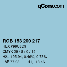 Color code: RGB 153 200 217 | qconv.com