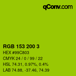 Color code: RGB 153 200 3 | qconv.com