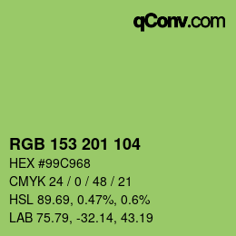 Color code: RGB 153 201 104 | qconv.com