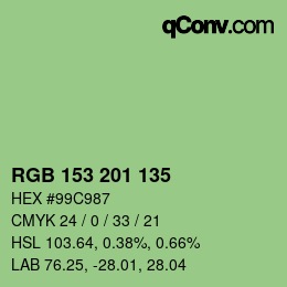 颜色代码: RGB 153 201 135 | qconv.com