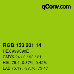 Color code: RGB 153 201 14 | qconv.com