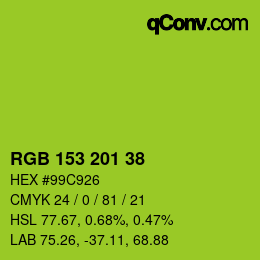 カラーコード: RGB 153 201 38 | qconv.com