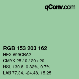 Color code: RGB 153 203 162 | qconv.com