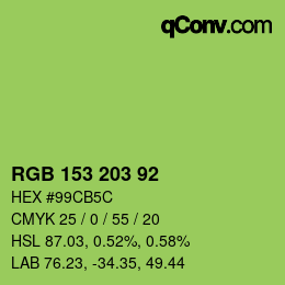 Color code: RGB 153 203 92 | qconv.com