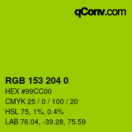 颜色代码: RGB 153 204 0 | qconv.com