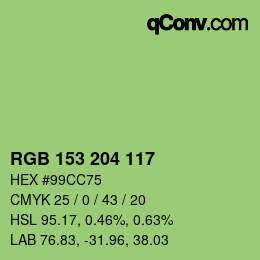 カラーコード: RGB 153 204 117 | qconv.com
