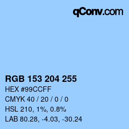 Color code: RGB 153 204 255 | qconv.com