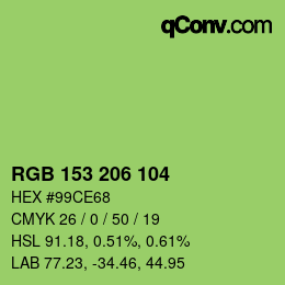 Color code: RGB 153 206 104 | qconv.com