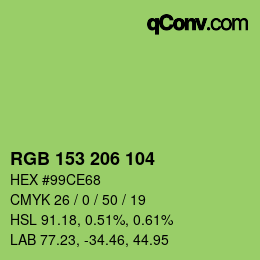 Color code: RGB 153 206 104 | qconv.com