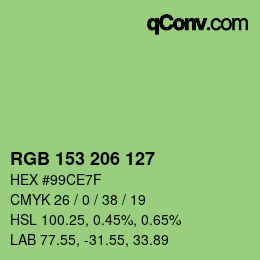 カラーコード: RGB 153 206 127 | qconv.com