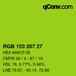 Color code: RGB 153 207 27 | qconv.com