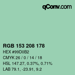 カラーコード: RGB 153 208 178 | qconv.com