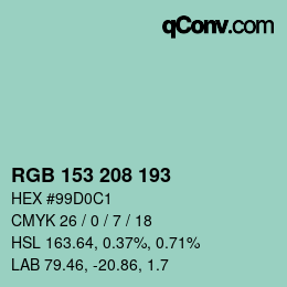 カラーコード: RGB 153 208 193 | qconv.com