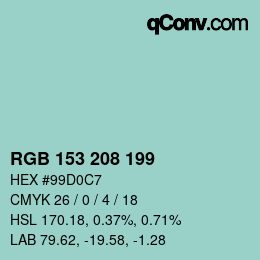 Color code: RGB 153 208 199 | qconv.com