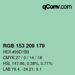 カラーコード: RGB 153 209 179 | qconv.com