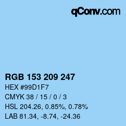 カラーコード: RGB 153 209 247 | qconv.com