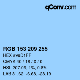 Color code: RGB 153 209 255 | qconv.com