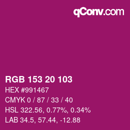 Color code: RGB 153 20 103 | qconv.com
