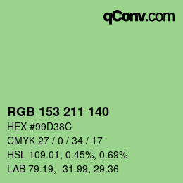 Color code: RGB 153 211 140 | qconv.com