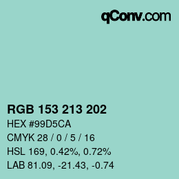 Color code: RGB 153 213 202 | qconv.com