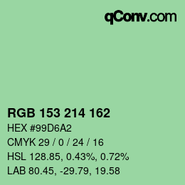 カラーコード: RGB 153 214 162 | qconv.com