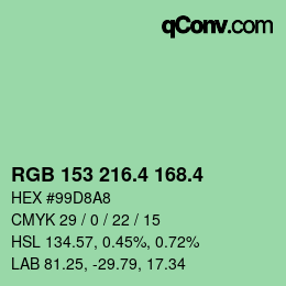 カラーコード: RGB 153 216.4 168.4 | qconv.com