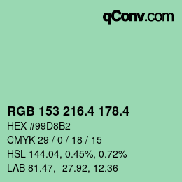 カラーコード: RGB 153 216.4 178.4 | qconv.com