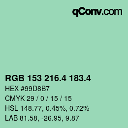 カラーコード: RGB 153 216.4 183.4 | qconv.com