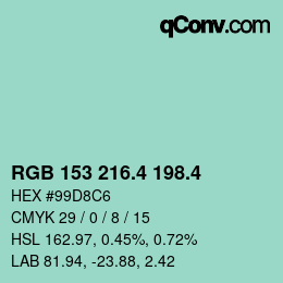 カラーコード: RGB 153 216.4 198.4 | qconv.com
