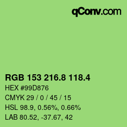 カラーコード: RGB 153 216.8 118.4 | qconv.com