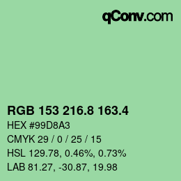 カラーコード: RGB 153 216.8 163.4 | qconv.com