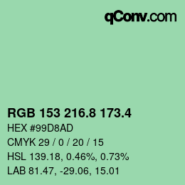 カラーコード: RGB 153 216.8 173.4 | qconv.com