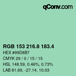 カラーコード: RGB 153 216.8 183.4 | qconv.com