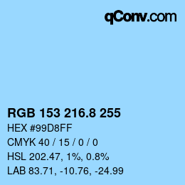 Color code: RGB 153 216.8 255 | qconv.com