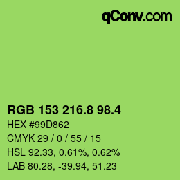 カラーコード: RGB 153 216.8 98.4 | qconv.com