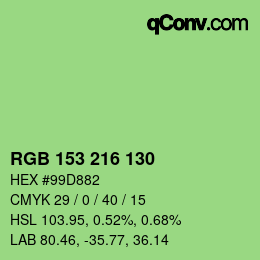 Color code: RGB 153 216 130 | qconv.com
