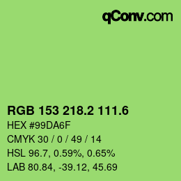 カラーコード: RGB 153 218.2 111.6 | qconv.com