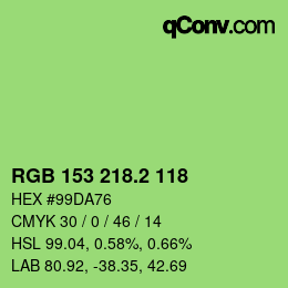 カラーコード: RGB 153 218.2 118 | qconv.com