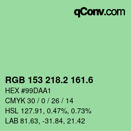 カラーコード: RGB 153 218.2 161.6 | qconv.com