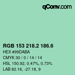 カラーコード: RGB 153 218.2 186.6 | qconv.com